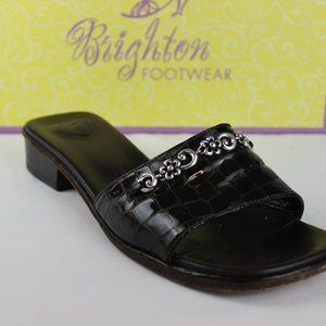 Chocolate Brighton 'Lizzie' Square Toe Slide Sandals